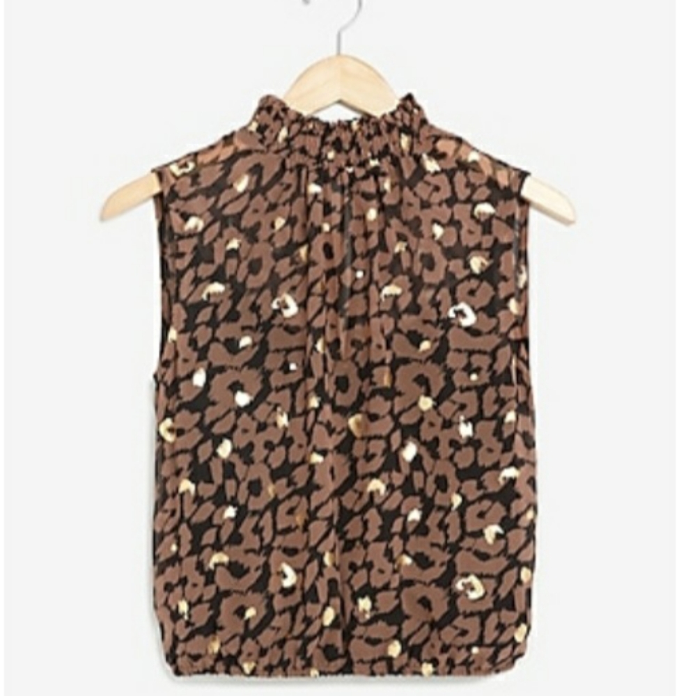 Express Metallic Leopard Smoked Neck Tank